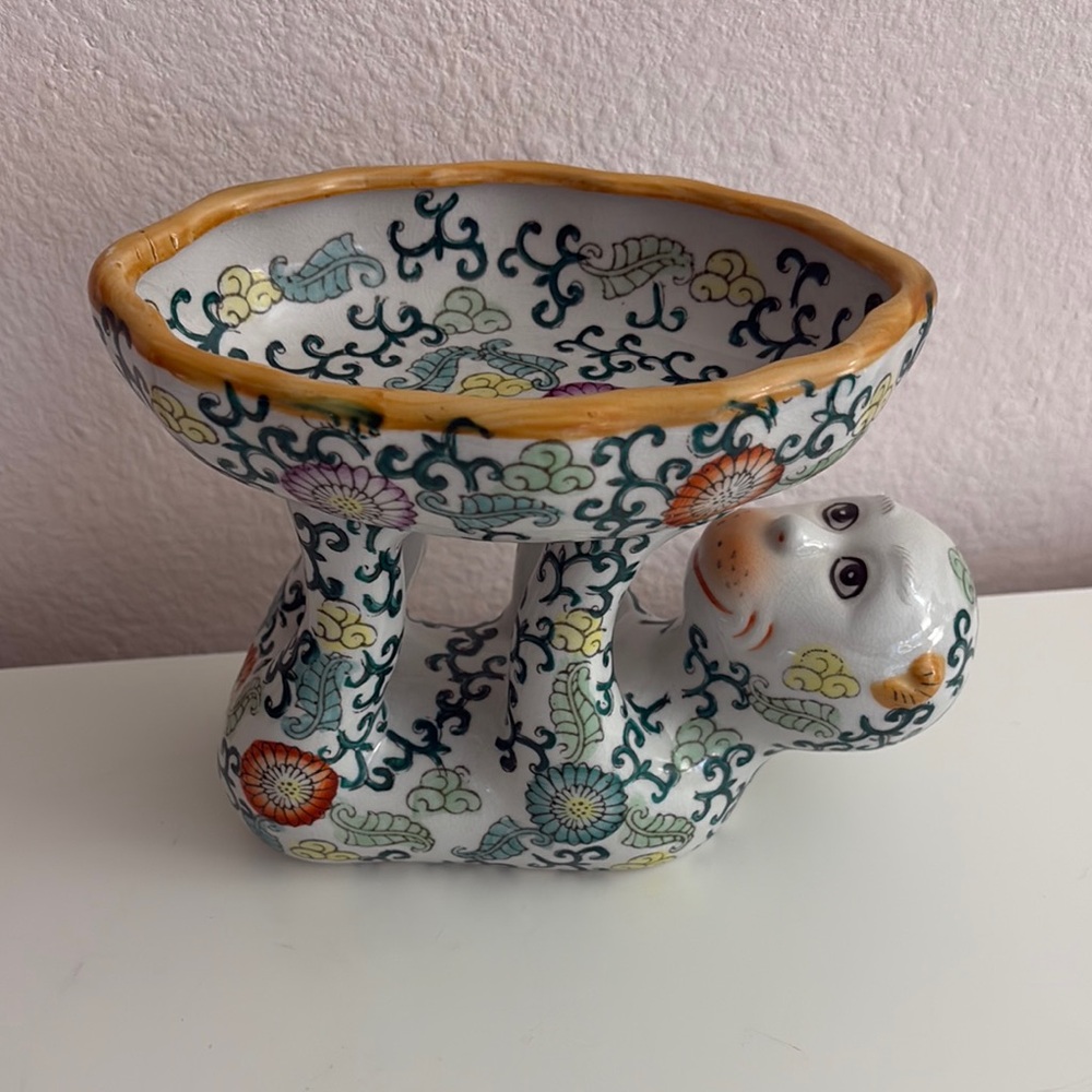Decorative Hand-Painted Floral Ceramic Bowl in Multicolor - Picture 3 of 6